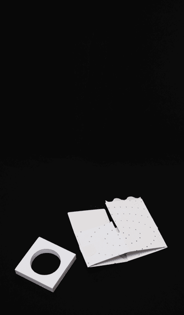 Peel N Tear concentrate box with foam insert on black background