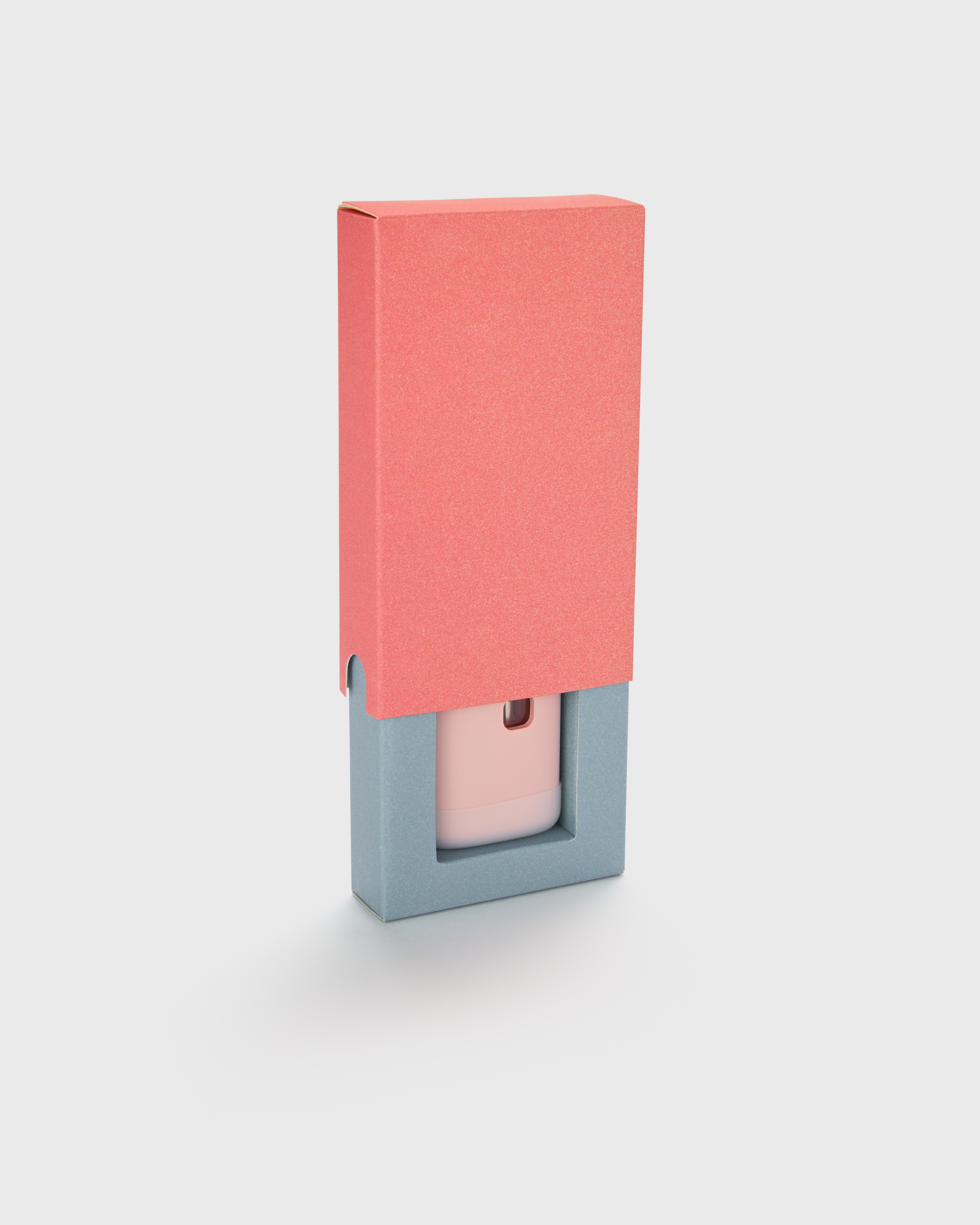 Closed paper slide box, three-quarter view