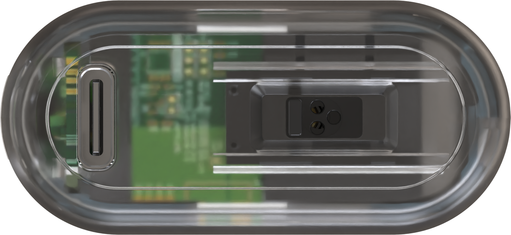 Pod System bottom view showing airflow switch and USB-C