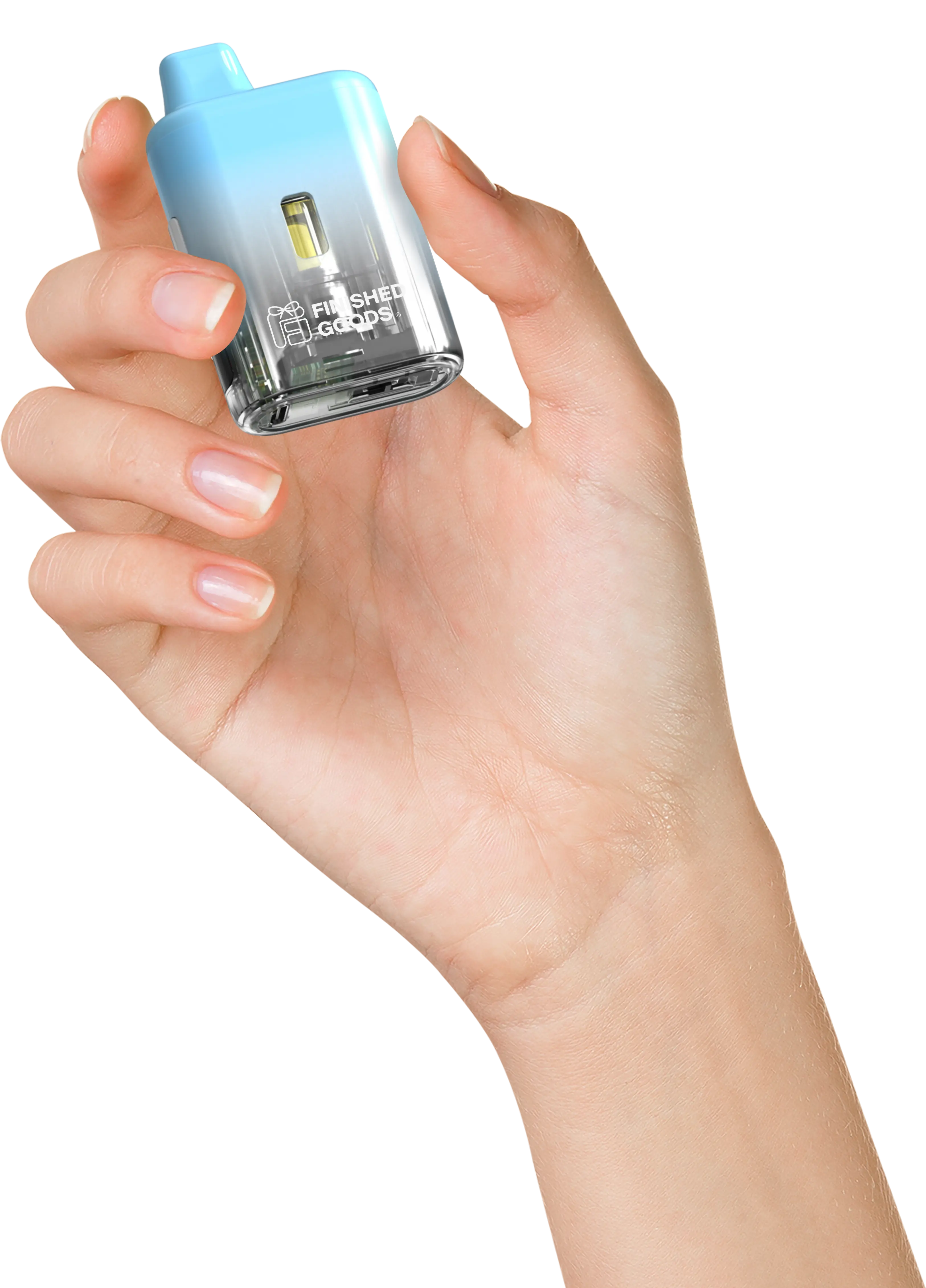 Pod System held in hand showing compact size
