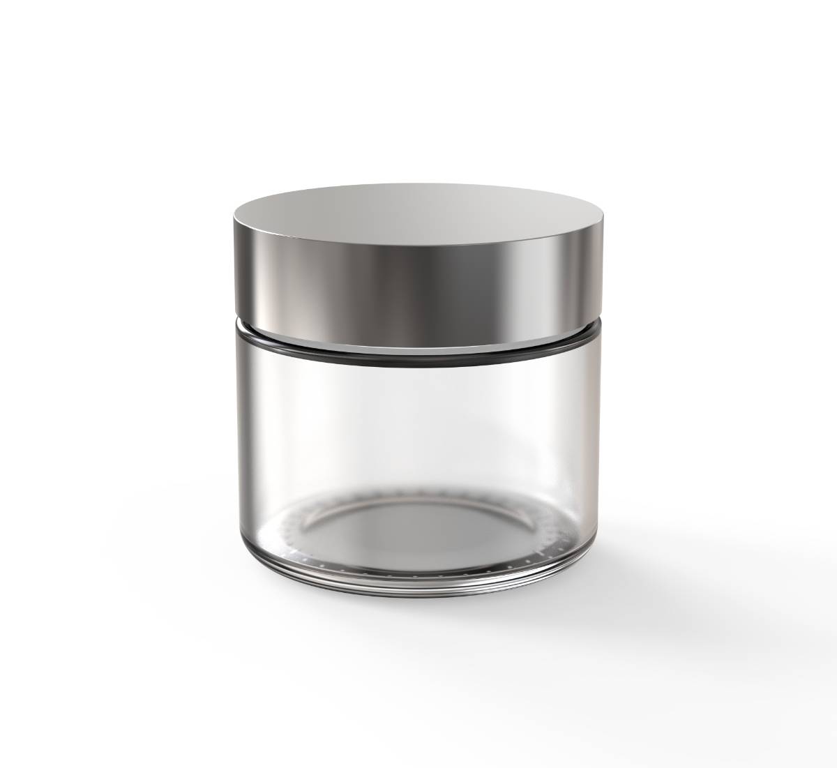 2oz Flat CR Glass Jar (D60mm) - Silver Lid